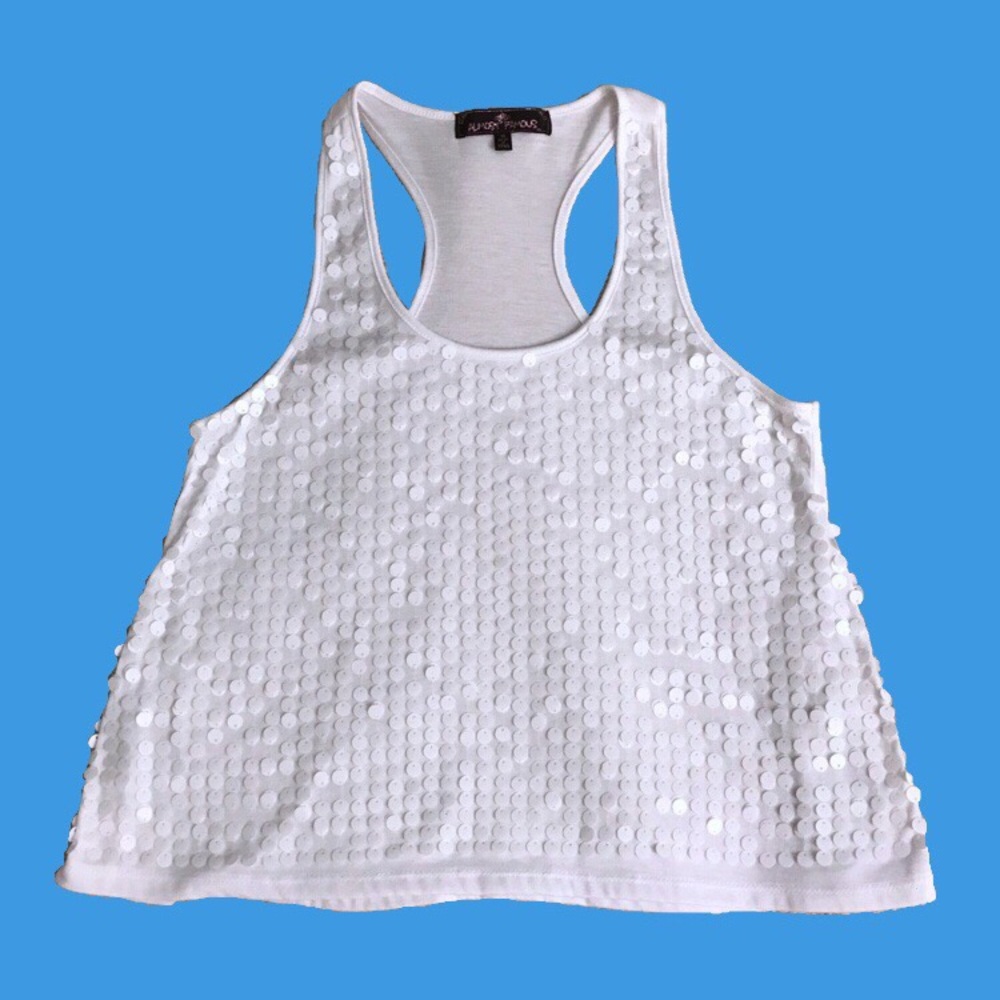 Almost Famous Sequined Racerback Tank Small